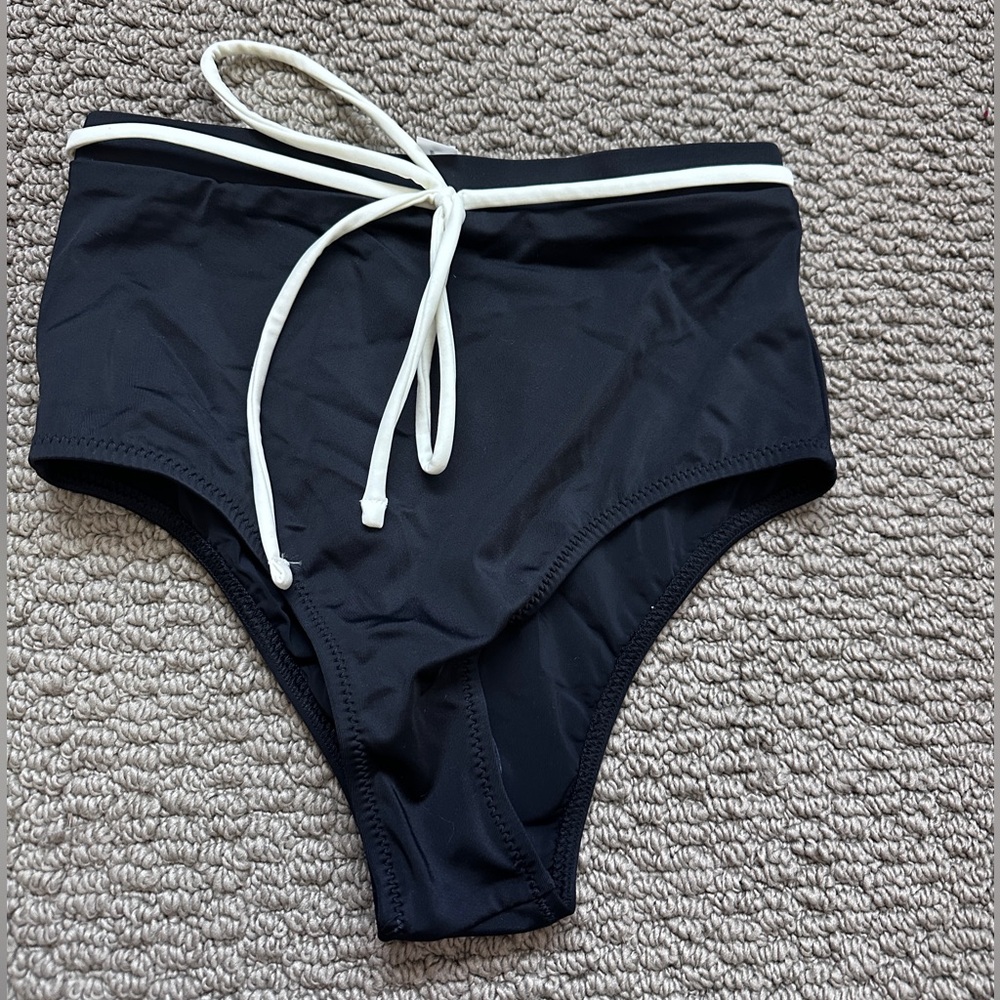 Solid and Striped Bikini Bottom - High Rise Cheeky
